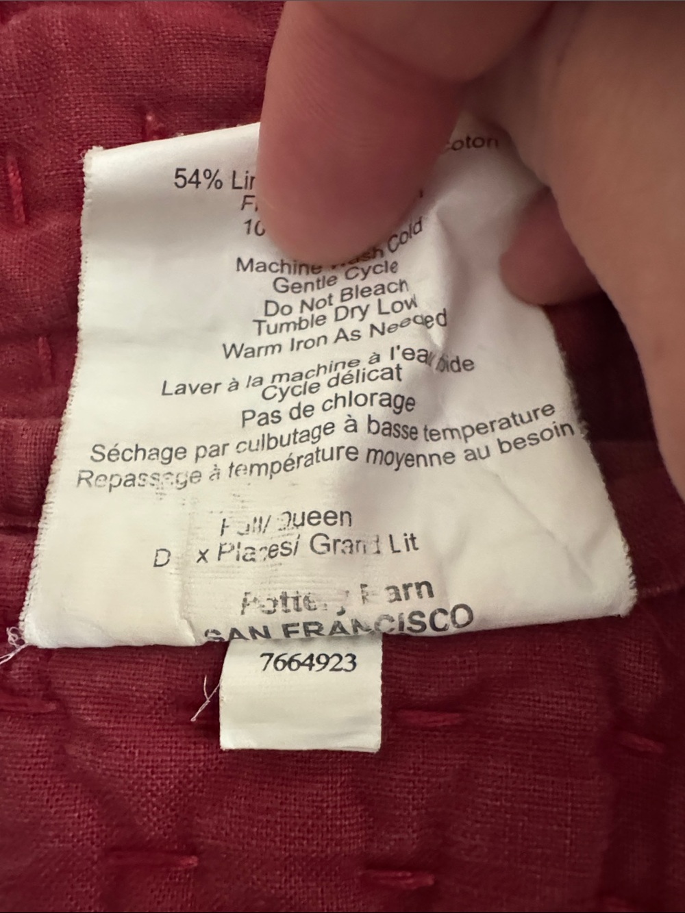 Pottery Barn Red pick stich Full/Queen with matching shams - Picture 3 of 5